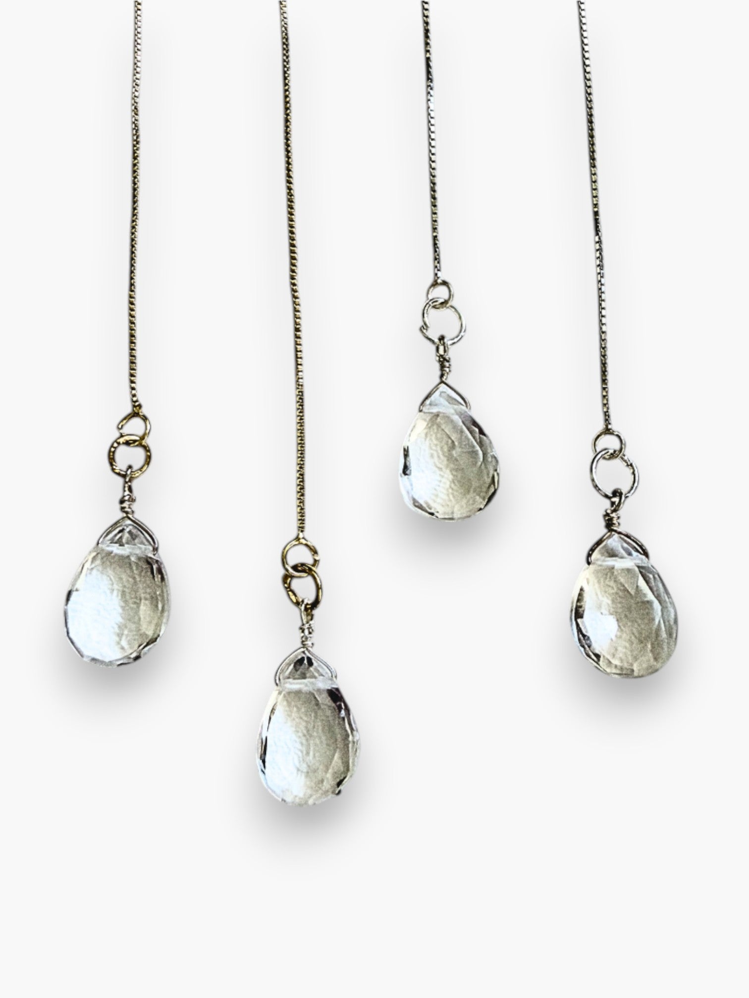 stem&stone white quartz teardrop threader earrings with 925 sterling silver chain and accents.