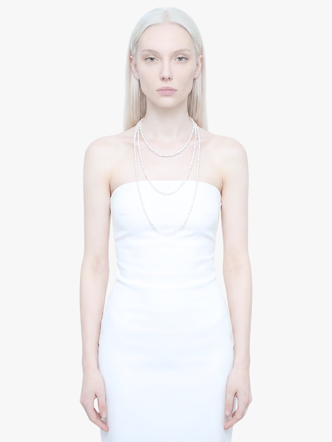 stem&stone vintage Japanese cultured pearls necklace with sterling toggle closure, soft white glow.