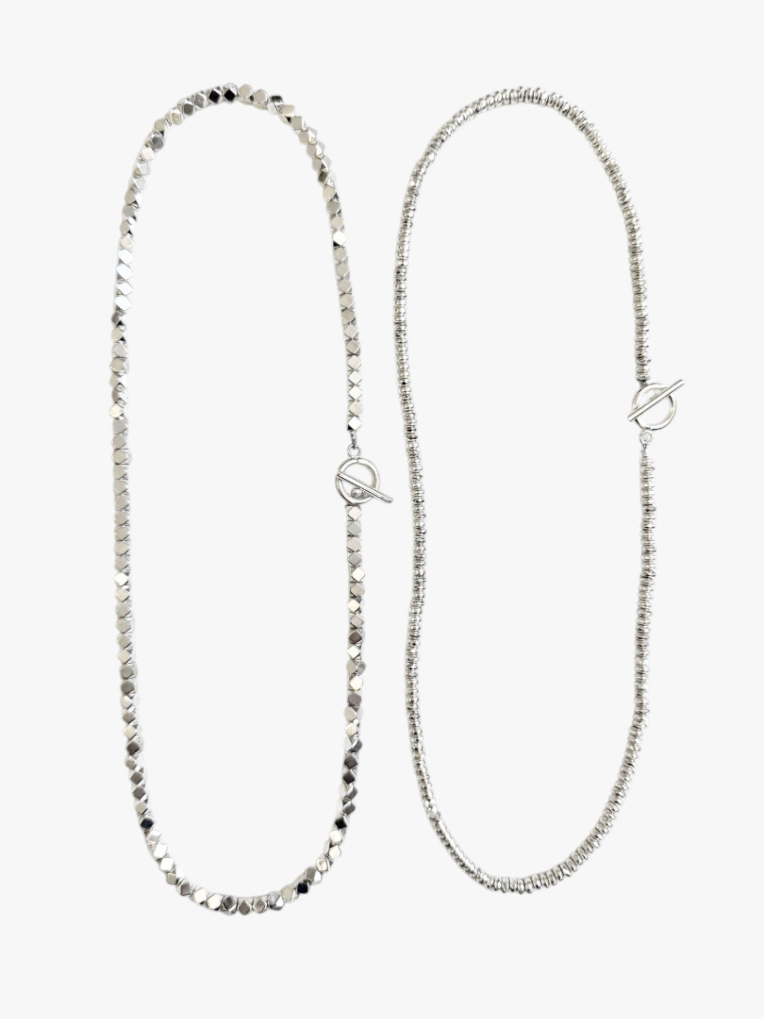stem&stone graphite gray hematite bead necklace with sterling silver toggle clasp, 18" length